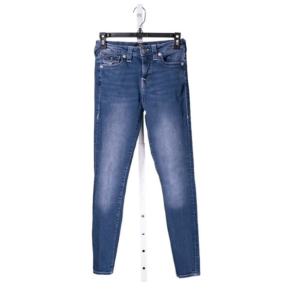 True Religion Jeans Women's Blue Skinny Stretch High Rise Medium Wash Halle 26 - Picture 1 of 11